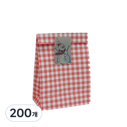 체크 페이퍼백 선물 포장봉투, 레드, 200개