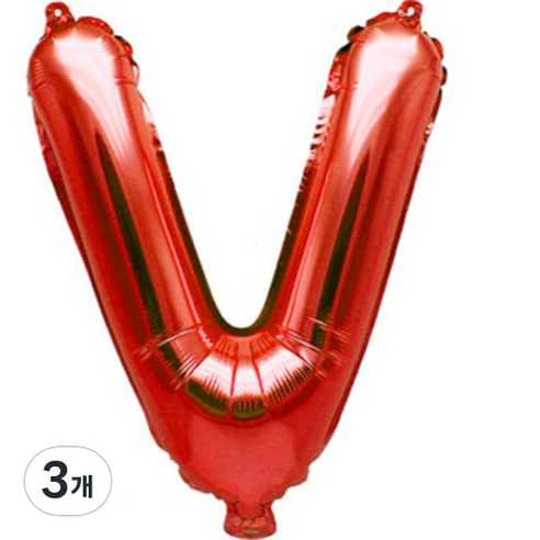 팡파티 레터링 알파벳 풍선 V 40cm, 레드, 3개
