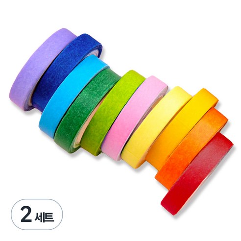 레더스 무지개 종이 마스킹 테이프 10종 세트, 혼합색상, 2세트