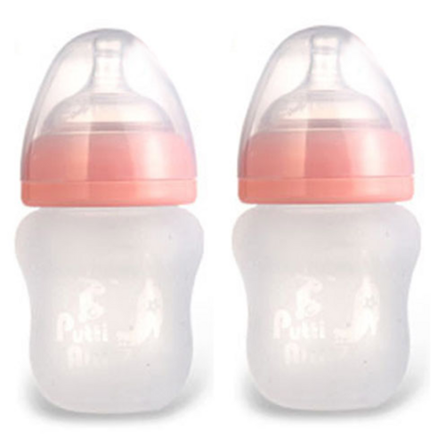 프띠아띠 실리콘 젖병 160ml 2p, 1단계(0~3개월), 핑크, 2개
