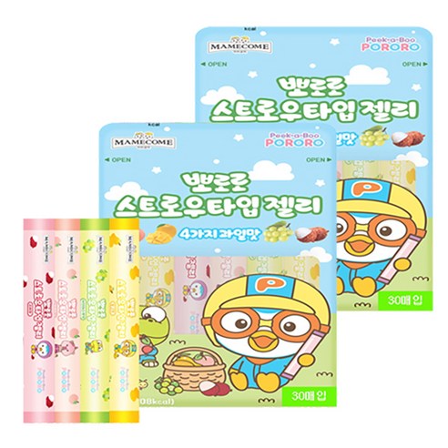 마미꼬미 뽀로로스트로우타입 젤리, 2세트, 600g