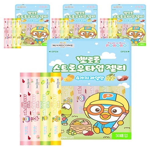 마미꼬미 뽀로로스트로우타입 젤리, 4세트, 600g