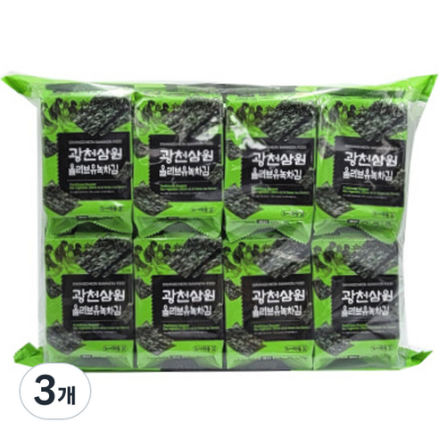 삼원 광천 올리브유 녹차 도시락김 16p, 64g, 3개