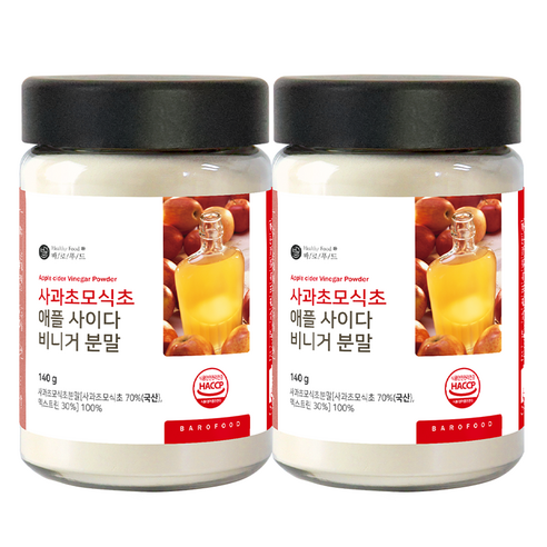 바로푸드 사과초모식초 분말, 2개, 140g