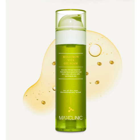 세안 후에도 당김 없이 촉촉한 피부, 맥스클리닉 히알루론 비타 오일 폼으로 경험하세요.