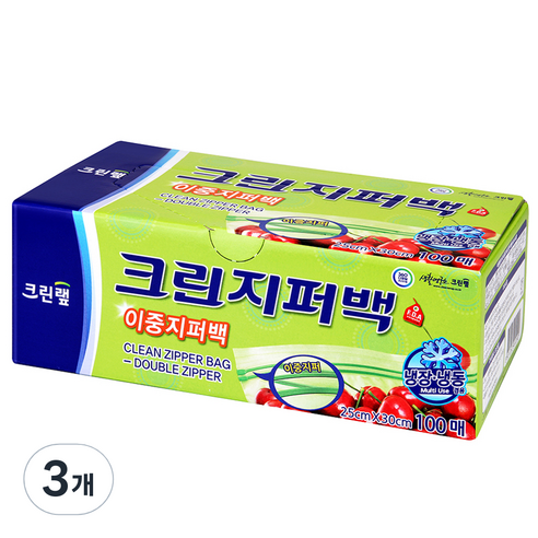 크린랲 크린지퍼백, 대(L), 100개입, 3개