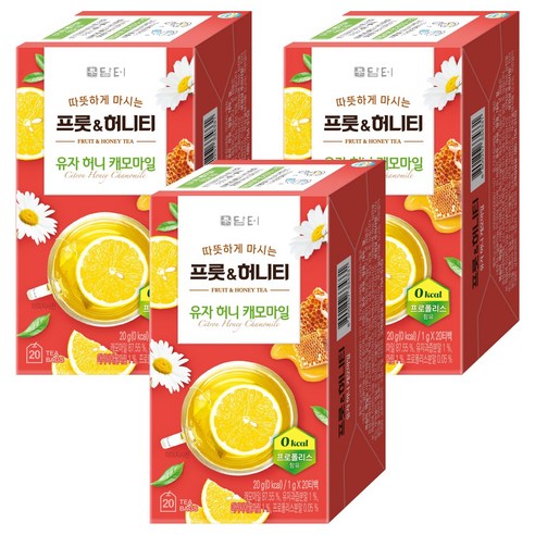 담터 프룻 허니티 유자 허니 캐모마일, 1g, 20개입, 3개