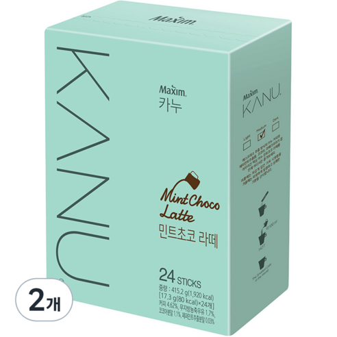 맥심 카누 민트초코 라떼, 17.3g, 24개입, 2개