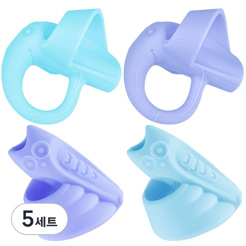 와이즈데이 유아 연필 교정기 코끼리 2p + 올빼미 2p 세트, 블루, 5세트