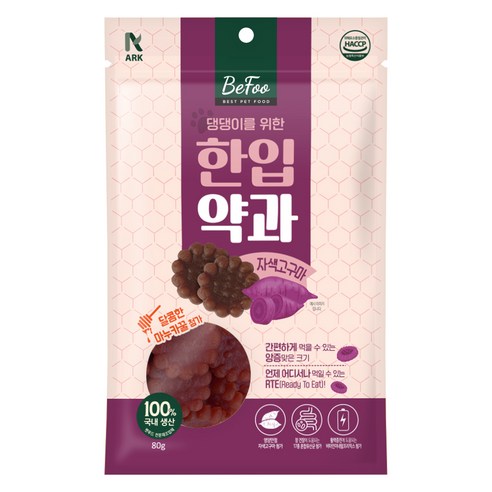 강아지 한입약과 간식, 자색고구마, 100g, 1개