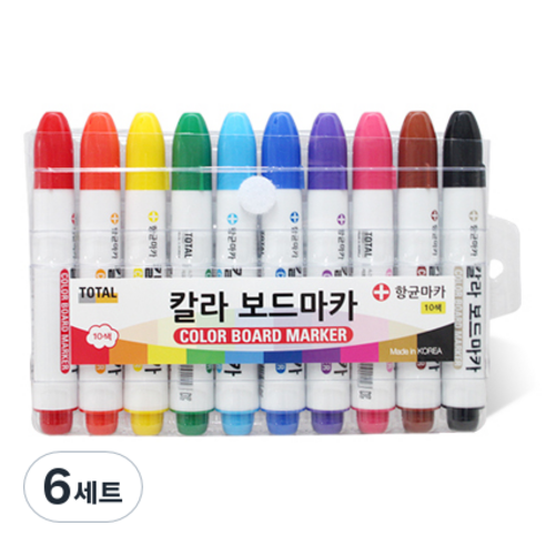 토탈하얀칠판 10색 칼라 보드마카(유성), 혼합 색상, 60개