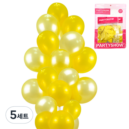 파티쇼 파티 장식 풍선 2종 x 10p 세트, 펄 옐로우, 펄 라이트옐로우, 5세트