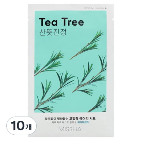 미샤 에어리 밀착 시트마스크 티트리, 1개입, 10개