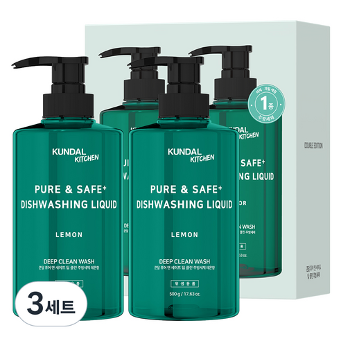 쿤달 딥 클린 주방세제 레몬향 2p, 500g, 3세트