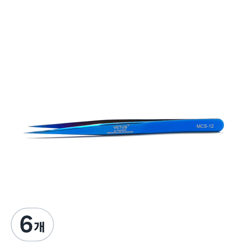 비투스 속눈썹 핀셋 MCS-12, 블루, 6개