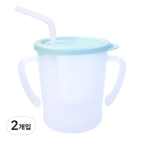 아가프라 매직빨대컵 300ml, 2개입, 민트