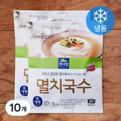 면사랑 멸치국수 팩면 (냉동), 273g, 10개