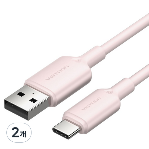 벤션 C타입 USB 고속충전 케이블, 핑크, 2개, 2m