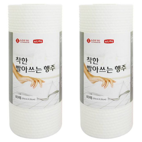 롯데이라이프 착한 빨아쓰는 행주, 80개입, 2개