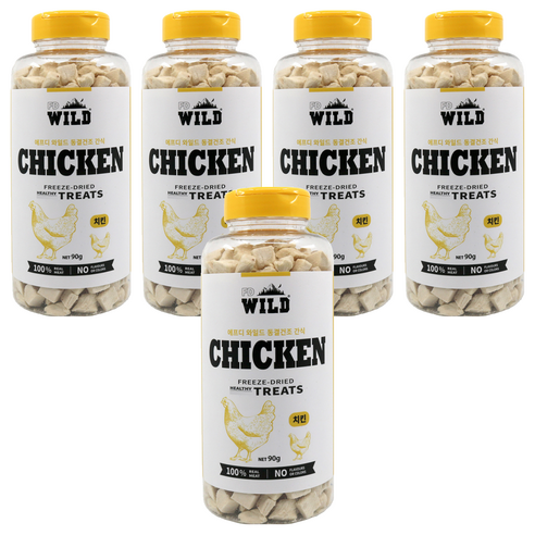 에프디와일드 동결건조 트릿간식 통형, 치킨, 90g, 5개