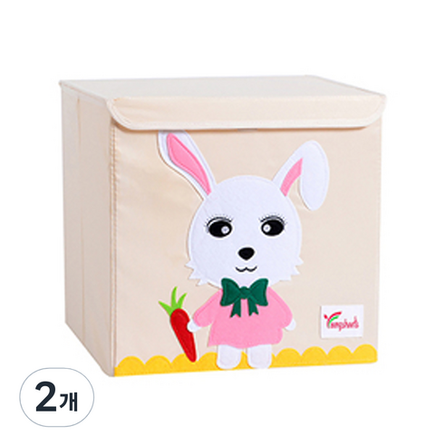 알럽홈 애니멀프린팅 패브릭 접이식 스툴, 화이트토끼, 2개