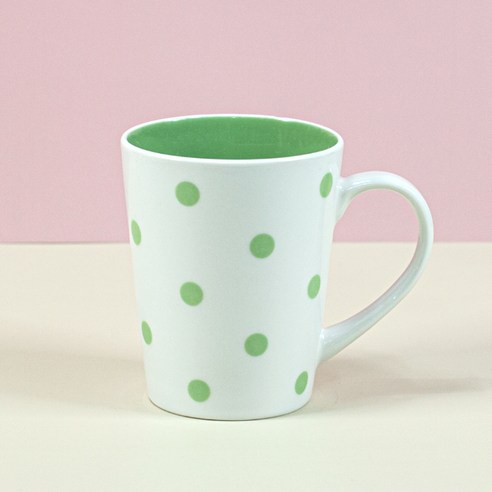 해피정코리아 도트 머그 350ml, 그린, 1개