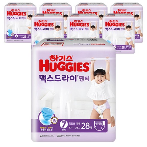 하기스 맥스드라이 팬티형 기저귀 여아용 특점보형 7단계(17~24kg), 224매