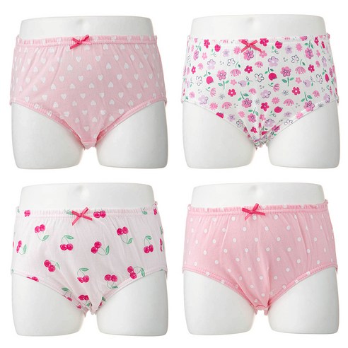 여아 오가닉 무형광 순면 삼각 팬티 4p