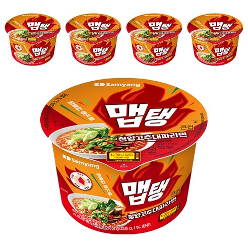 맵탱 큰컵 청양고추 대파라면 110g, 5개