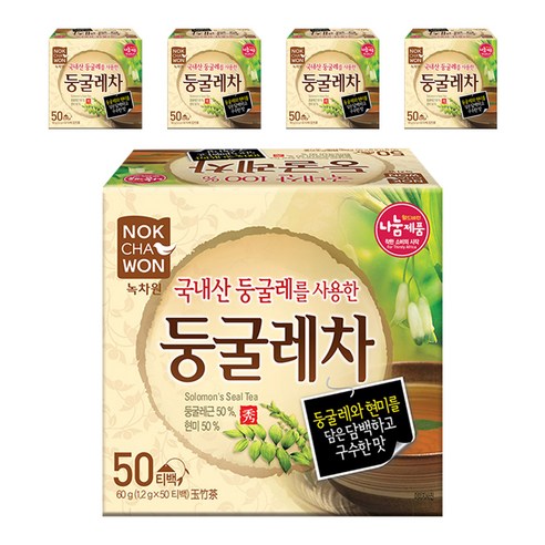 녹차원 국내산 둥굴레차, 1.2g, 50개입, 5개