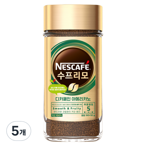 네스카페 수프리모 디카페인 아메리카노 병, 100g, 1개입, 5개