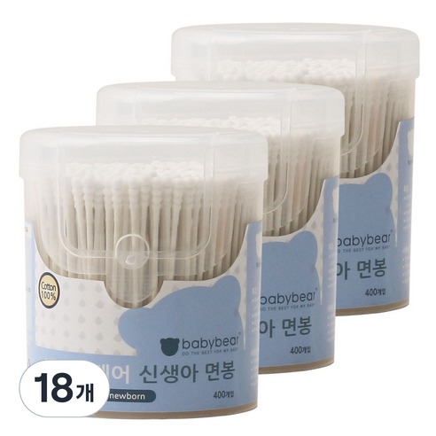 베이비베어 신생아 면봉, 18개, 400개입