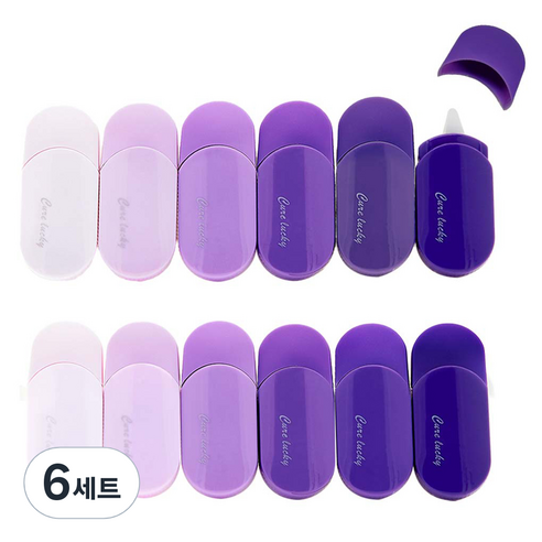 다다 바이올렛 그라데이션 수정테이프 6종 x 2p 세트, 혼합색상, 12세트
