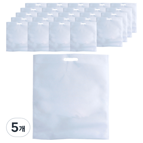 부직포 손잡이봉투 쇼핑백 25 x 35 cm 25p, 화이트, 5개