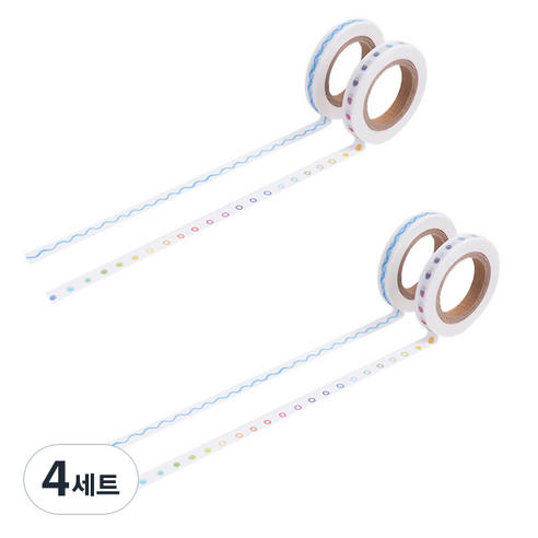 리훈 다정한마테 다꾸세트 마스킹테이프 6mm 2종세트, 동그라미, 물결, 4세트