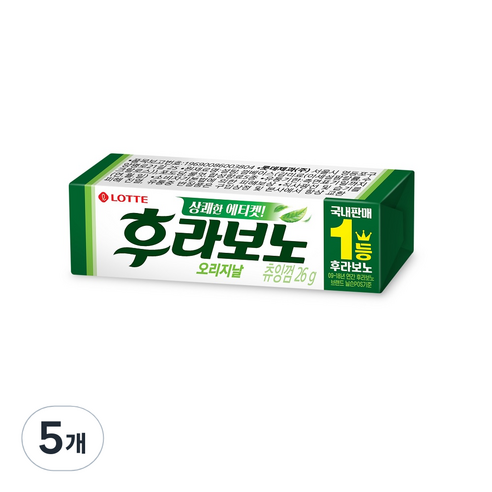 롯데웰푸드 후라보노 오리지날 츄잉껌 9p, 26g, 5개