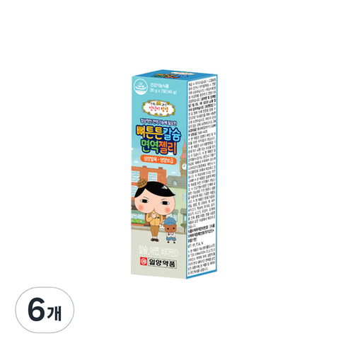 일양약품 엉덩이탐정 뼈튼튼 칼슘 면역젤리 7p, 140g, 6개