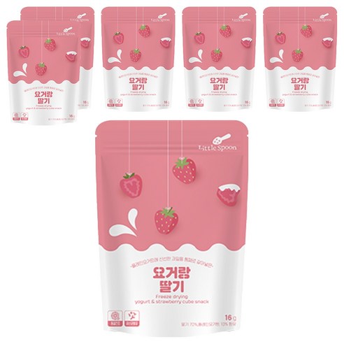 리틀스푼 요거트 큐브스낵 16g, 요거랑 딸기, 6개