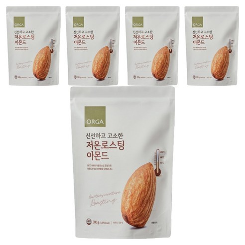 ORGA 저온로스팅 아몬드, 300g, 5개