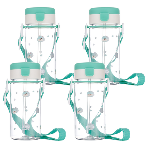 에디슨 프렌즈 흘림방지 에코젠 빨대컵 350ml, 4개, 공룡 에디노