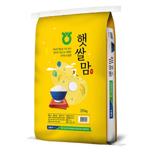 농협쌀 2024년산 햅쌀 햇쌀맘 백미, 상등급, 20kg, 1개