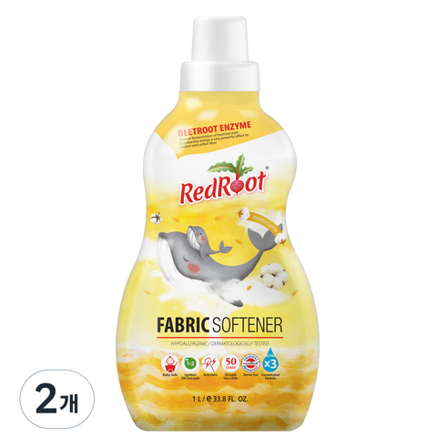 레드루트 유아 섬유유연제 바닐라코튼향, 2개, 1L