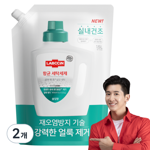 랩신 항균 세탁세제 솔잎향 리필, 1.5L, 2개