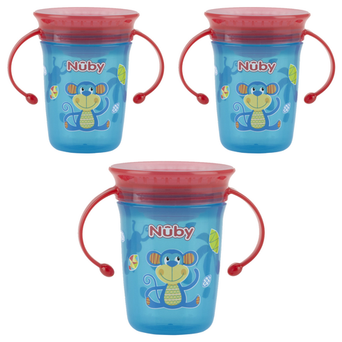 누비 유아용 티칭컵 240ml 10410, 아쿠아, 3개