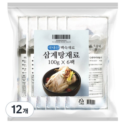 삼계탕 백숙재료, 12개, 100g