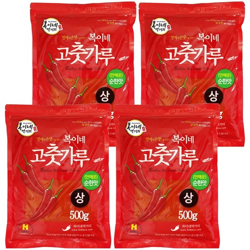 복이네먹거리 중국산 안매운 고춧가루 순한맛 떡볶이용, 500g, 4개