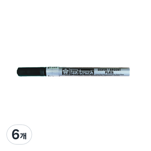 사쿠라 펜터치 메탈릭 페인트 마카 실버 EF, 1색, 6개