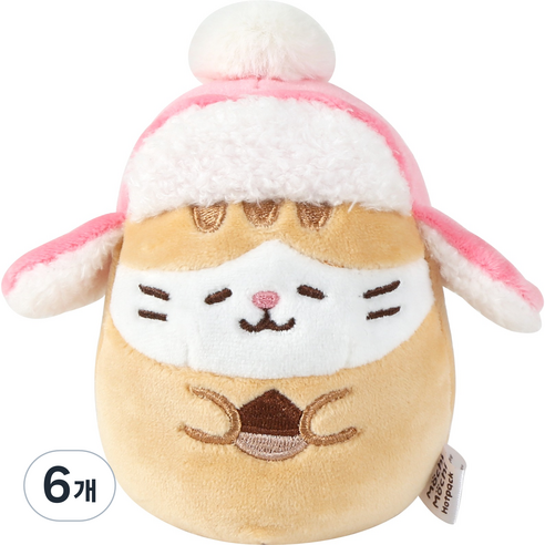 모찌타운 양털모자 핫팩 인형 군밤 베르 12cm, 6개