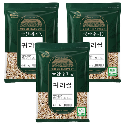 그린하베스트 국산 유기농 귀리, 1kg, 3개