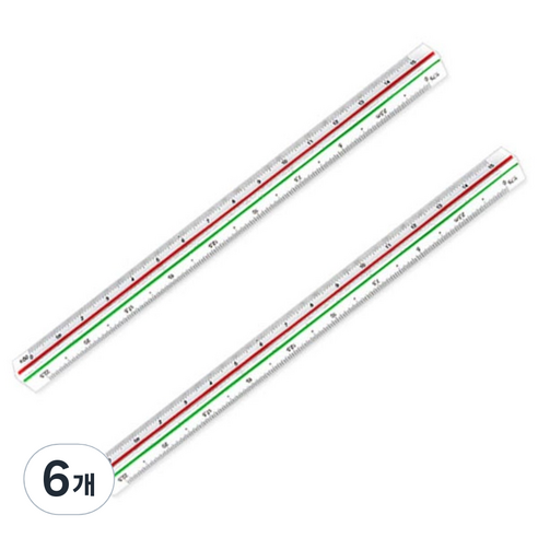 블루마토 삼각스케일자 30cm KJ-3000 PP, 혼합 색상, 6개